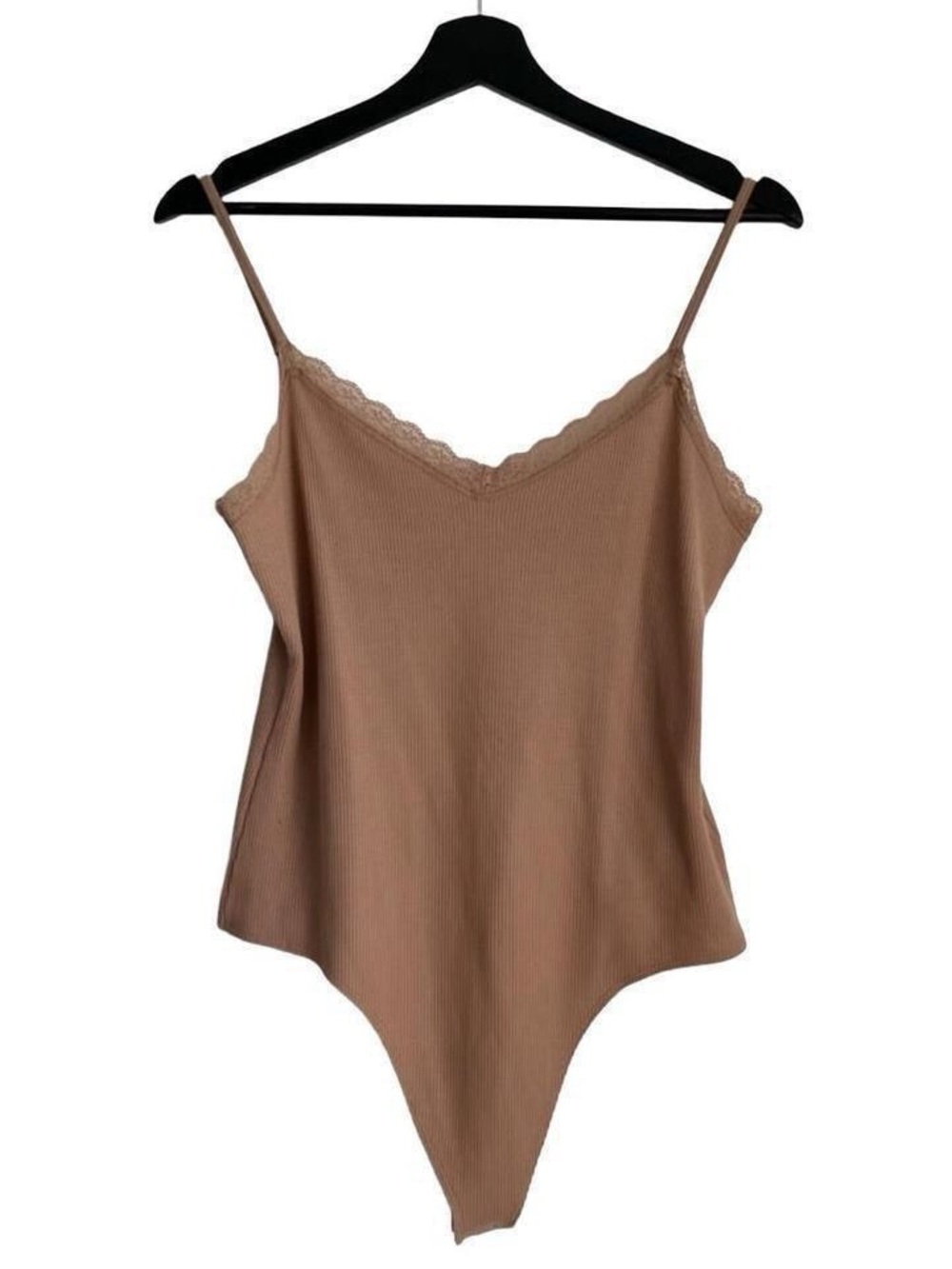 Aerie American Eagle Outfitters Ribbed Lace-Trim Bodysuit Cami Top Tank Waffle